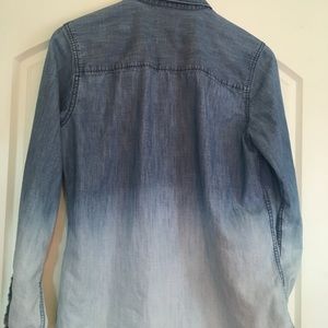Unique stone wash denim button down shirt